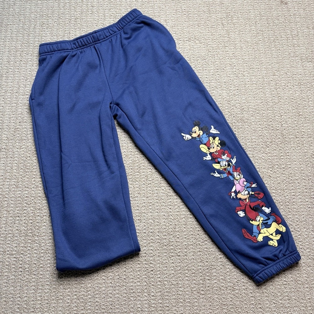 Disney Mickey & Friends Unisex Navy‎ Blue Graphic Sweatpants Joggers Size L